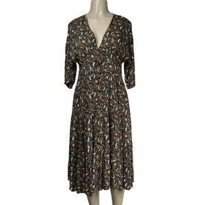 ZARA Button Front XS Paisley Floral Gypsy Boho Whimsigoth Witchy Midi Dress